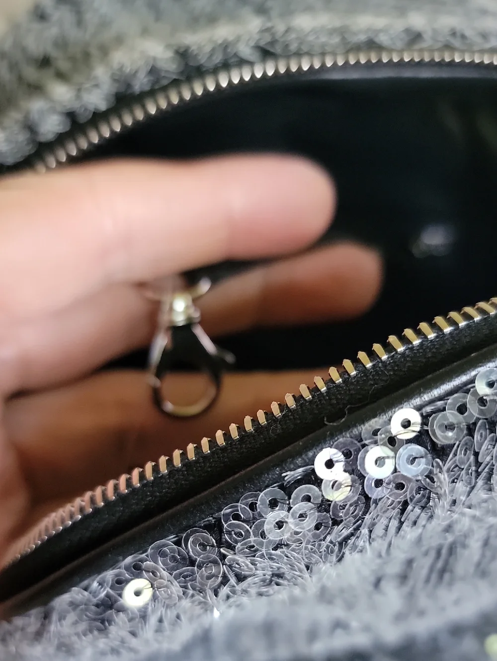 CHANEL Charcoal Sequin Waterfall Quilted Mini Backpack